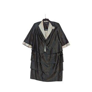 Dana Kay Black & Gold Tiered Dress With Jacket Plus Size 18W Elegant Formal Outf